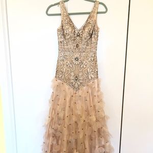 Size 0 Sue Wong Gorgeous Champagne Evening Gown